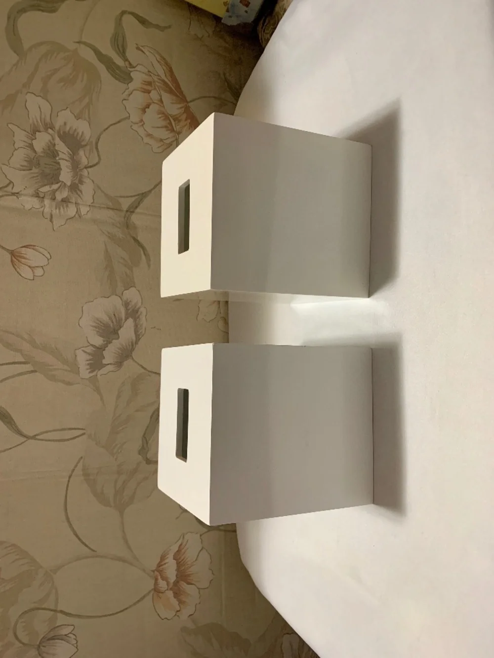 Lot of Two (2) The Container Store White Lacquer Square Tissue Box Covers